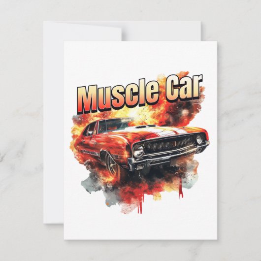 Carte De Correspondance Muscle Car en feu (Devant)