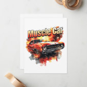 Carte De Correspondance Muscle Car en feu (Devant/Arrière en situation)