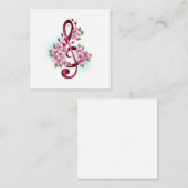 Carte De Correspondance Musical treble clef notes with sakura flowers (Devant / Derrière)