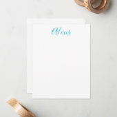 Carte De Correspondance Name Calligraphy Script Plain Simple White Blue (Devant/Arrière en situation)