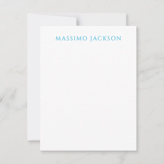 Carte De Correspondance Name Calligraphy Script Plain Simple White Blue (Devant)