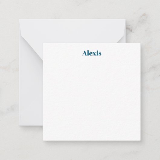 Carte De Correspondance Name Calligraphy Script Plain Simple White Blue (Devant)
