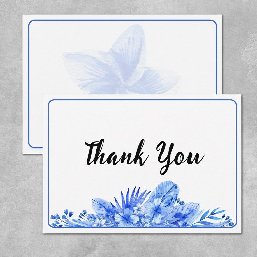 Carte De Correspondance Name, Cobalt Blue Thank You Flat Note Card