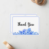 Carte De Correspondance Name, Cobalt Blue Thank You Flat Note Card (Devant/Arrière en situation)