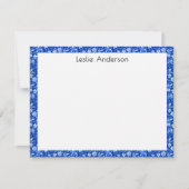 Carte De Correspondance Name, Cobalt Blue Tropical Leaves & Flowers Frame (Devant)