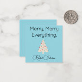 Carte De Correspondance Name || Modern Merry Mini Holiday Flat Note Card (Devant/Arrière en situation)
