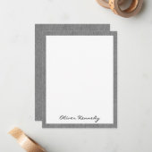 Carte De Correspondance Name || Rustic Light Grey Denim Print Frame (Devant/Arrière en situation)