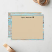 Carte De Correspondance Name || Turquoise Weathered Wood Frame (Devant/Arrière en situation)
