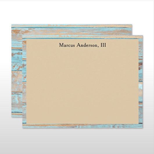 Carte De Correspondance Name || Turquoise Weathered Wood Frame