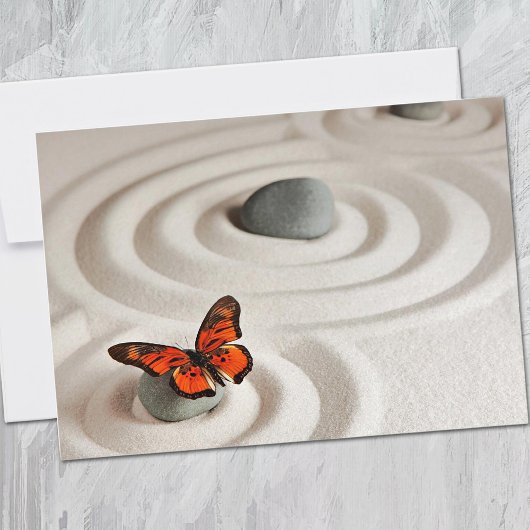Carte De Correspondance Name || Zen Garden Orange Monarch Butterfly Frame