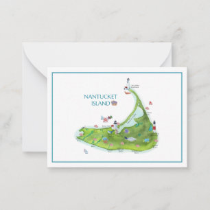 Carte De Correspondance Nantucket Island plat vide peint à la main