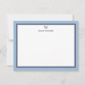 Carte De Correspondance NAVY & BLEU PÂLE Classique Double Cadre Monogramme (Devant)