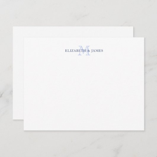 Carte De Correspondance Navy Blue Couple Monogram Initial Personalized (Devant / Derrière)