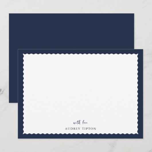 Carte De Correspondance Navy Blue Frame Flat Note Card (Devant / Derrière)