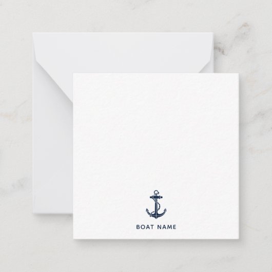 Carte De Correspondance Navy Blue Nautical Anchor Boat Name Custom (Devant)