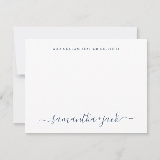 Carte De Correspondance Navy Blue Stylish Script Elegant Minimalist (Devant)