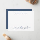 Carte De Correspondance Navy Blue Stylish Script Elegant Minimalist (Devant/Arrière en situation)