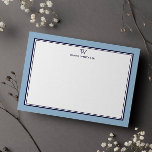 Carte De Correspondance NAVY & DUSTY BLUE Classic Monogram Double Frame<br><div class="desc">Get a professional look with our formal and elegant personalized stationery flat cards feature your monogram and your name beneath in Sans Serif font coupled with elegant open face font framed by a chic navy double border over a dusty blue background. The monogram initials and name can easily be personalized...</div>