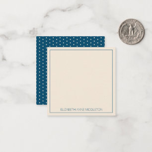 Carte De Correspondance Navy Prépa Bleu et Crème à pois Personnalisé