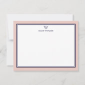Carte De Correspondance NAVY & SALMON Classic Monogram Double Frame (Devant)