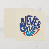 Carte De Correspondance Ne jamais renoncer - Citation d'anniversaire bleu (Devant / Derrière)