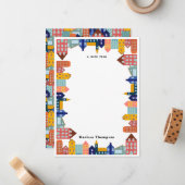 Carte De Correspondance Neighborhood Block City Houses Pattern (Devant/Arrière en situation)