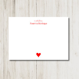 Carte De Correspondance Néo Rouge Simple Cœur Nom Personnalisé Mariage