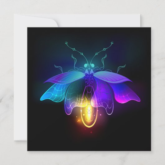 Carte De Correspondance Neon Firefly sur noir (Devant)