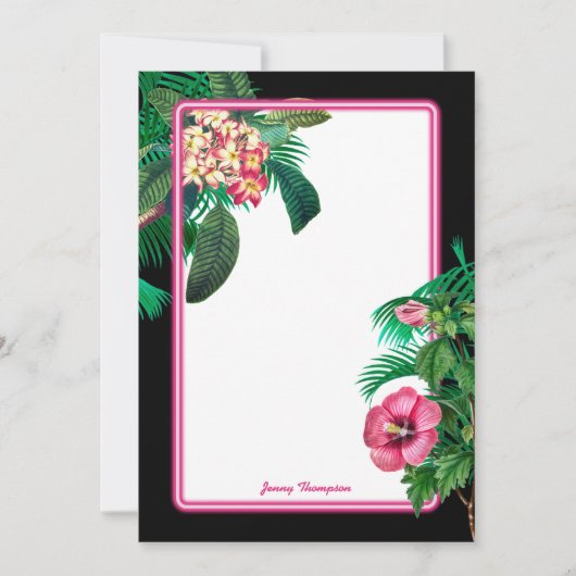 Carte De Correspondance Neon Pink Tropical Botanical (Devant)