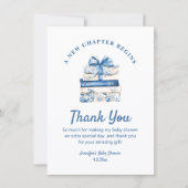 Carte De Correspondance new chapter begins, blue bow books thank you (Devant)