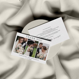 Carte De Correspondance Newlyweds 3 Photos Mariage Merci