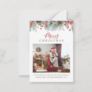 Carte De Correspondance Noël à carreaux Photo Botanique rustique