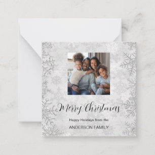Carte De Correspondance Noël argent hiver neige photo moderne