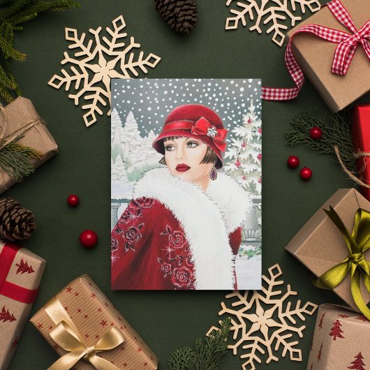 Carte De Correspondance Noël Art déco rétro