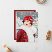 Carte De Correspondance Noël Art déco rétro (Devant/Arrière en situation)