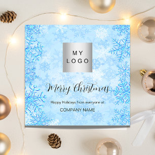 Carte De Correspondance Noël bleu hiver neige affaires QR Instagram