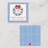 Carte De Correspondance Noël côtier En vichy Monogramme Wreath (Devant / Derrière)