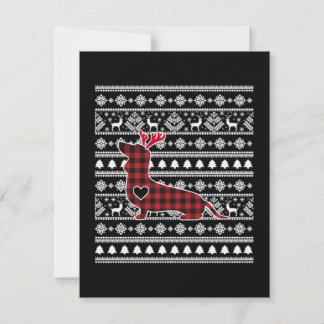 Carte De Correspondance Noël de chien de Dachshund de plaid rouge de Buffa
