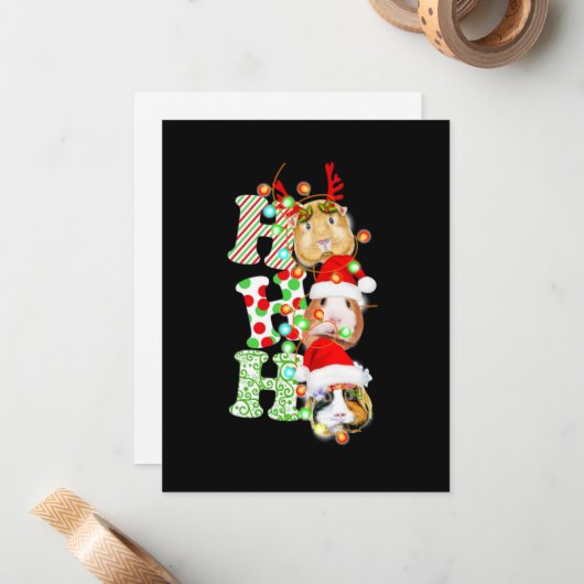 Carte De Correspondance Noël des cochons d'Inde (Devant/Arrière en situation)