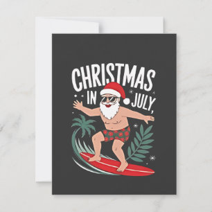 Carte De Correspondance Noël en Juillet Funny Surfing Père Noël Vacances