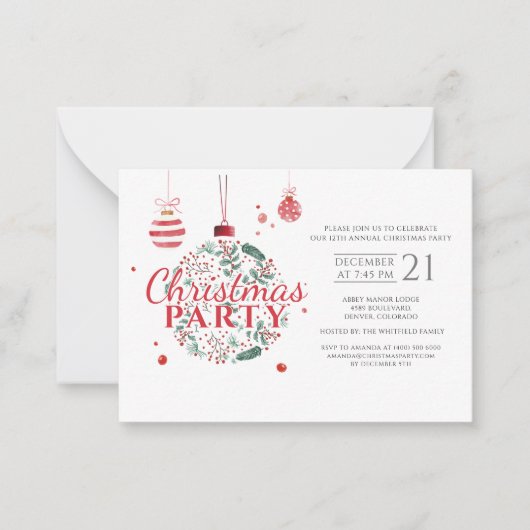 Carte De Correspondance Noël Fêtes Botanique Moderne Fête de Noël (Devant)