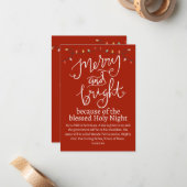 Carte De Correspondance Noël Joyeux et Bright Holy Night Rouge Blanc (Devant/Arrière en situation)