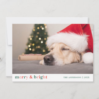 Carte De Correspondance Noël Joyeux et Lumineux Rose Rouge Vert Photo