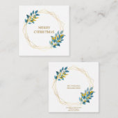 Carte De Correspondance Noël Marine Bleu élégant chic Botanique coutume (Devant / Derrière)