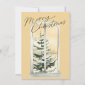 Carte De Correspondance Noël Moderne Arbre de Noël Aquarelle Rustique Fête (Devant)