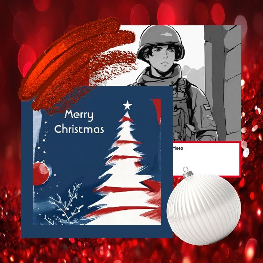 Carte De Correspondance Noël Patriotique Militaire USA