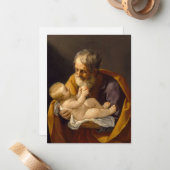 Carte De Correspondance Noël religieux Saint-Joseph (Devant/Arrière en situation)