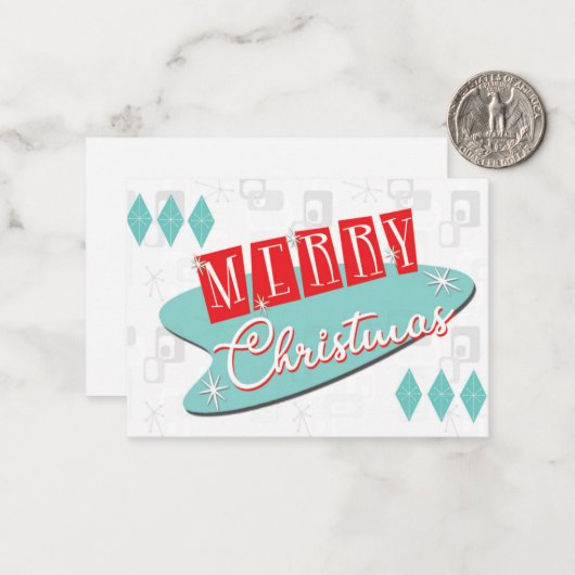 Carte De Correspondance Noël rétro atomique (Devant/Arrière en situation)