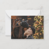 Carte De Correspondance Noël Tendance Moderne | Photo de Couple Romantiqu (Devant)