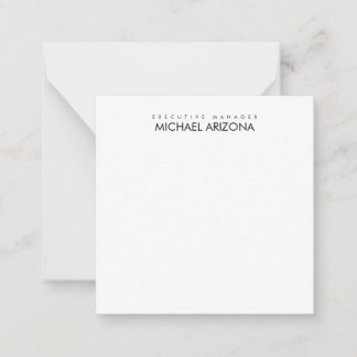 Carte De Correspondance Noir & Blanc Minimaliste Simple Plaque Moderne